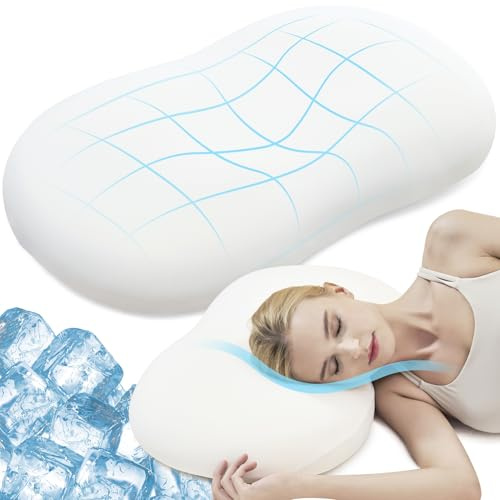 AIRSKY Side Sleeper Pillow,Soft Memory Foam Pillows, Cooling Neck Pillow for Sleeping, CertiPUR-US Certified, Odorless, Dreamers Relief Pillow,Deep Sleep,Low-Profile Edition,M1,White