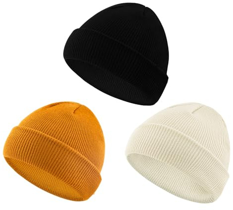 SEYUFN Enfant Bonnet Bebe Garcon Bonnet Bebe Fille Hiver Unisexe Chapeau Chaud Tricotés Bonnets Enfant Pliable (FR/ES, Âge, 2 Ans, 6 Ans, Noir+Beige+Caramel)