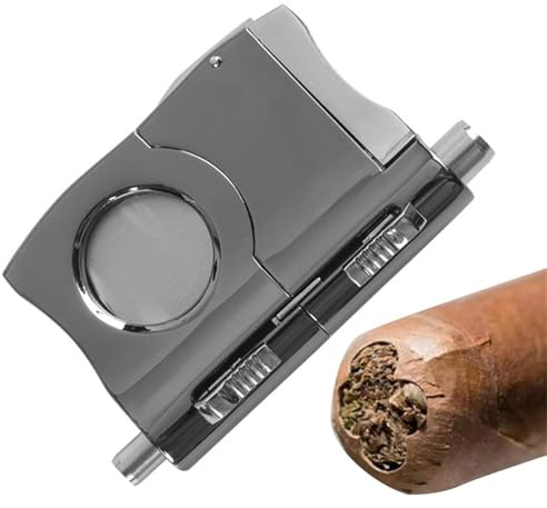 Caro-CUT V-taille et poinçon de cigares en acier inoxydable avec des trous en V coupés en V pour 2 cigares, guillotine en acier inoxydable avec une lame tranchante tranchante pour le cadeau de fête