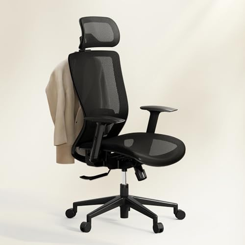 FLEXISPOT OC3 Ergonomic Office Chair Desk Chair Computer Chair Height Adjustable Seat Headrest Armrest Lumbar Support Caster Wheels Task Chair (Black)