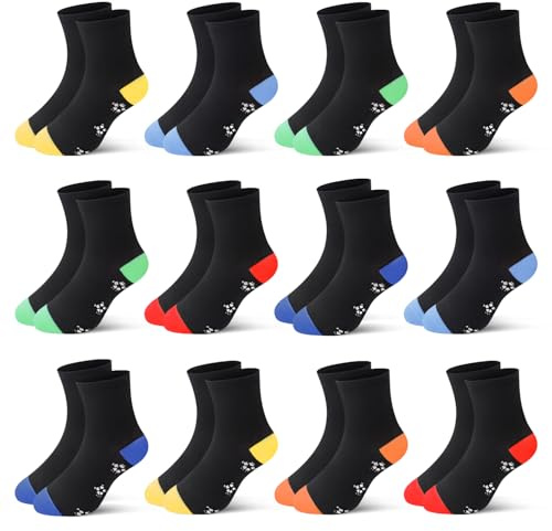 Libella 12 par barnstrumpor pojkar flickor sportstrumpor fotboll vinterstrumpor bomull färgglada bomull fashionabla makrona strumpor 2889VA, 12 par-2892, 39-42
