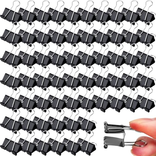 300 Pcs Medium Binder Clips Bulk 1.25 Inch Heavy Duty Paper Clamps Black Metal Binding Med Clips Office Supplies for Teachers Business