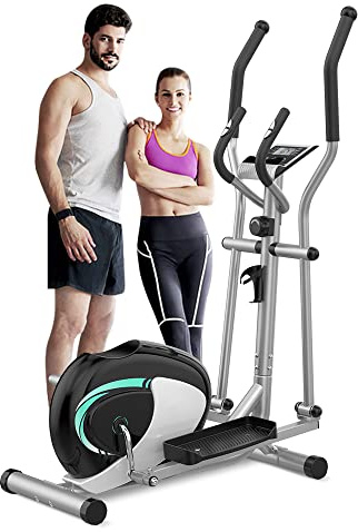 Dripex Elliptical Exercise Machine, Hyper-Quiet Elliptical Machine for Home, Magnetic Elliptical Training Machines with 8-Level Resistance, 6KG Flywheel, Pulse Sensor, LCD Monitor (Green)