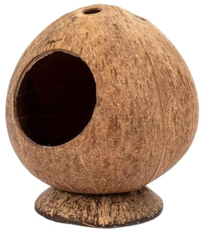 coconuts Hut Hamster House Bed, Natural Small Animal Hideaway Hut, 5.3x4.7in coconuts-Shaped Hamster With Stable Base, For Hamsters And Guinea Pigs