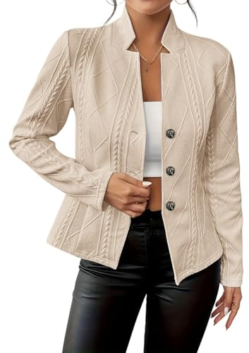 Blazers para Mujer Elegantes Chaquetas De Manga Larga Blazer De Traje con Textura Jacquard Ropa De Abrigo Informal para El Trabajo O La Oficina Cárdigans Formales con Frente Abierto para Mujer.
