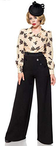Pantaloni Marlene a vita alta, Nero , XXS