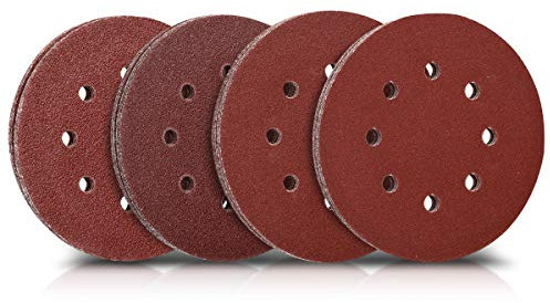 Navaris 25x Klett Schleifpapier rund für Exzenterschleifer - 40-100 Körnung ø 125mm Schleifscheiben Set für Holz Holzwerkstoffe Spanplatte Metall