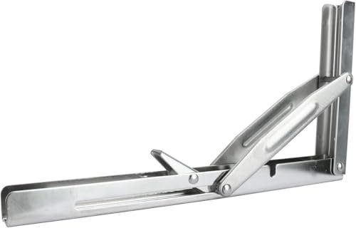 FreeTec Klappkonsole Schwerlast, 300mm Wandhalter aus Poliertem Edelstahl für Tische, Bänke und Regale, Maximale Tragkraft: 150 kg (1 PC)