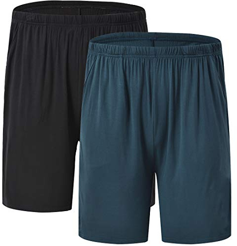JINSHI Pantaloni Corti Pigiama da Uomo Morbide Modal Shorts da Salotto Biancheria da Notte 2Pack-02 Large