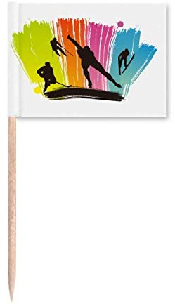 Sport Skiing Skis Graffiti Illustration Toothpick Flags Marker Topper Party Decoration
