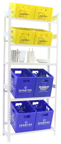 Estantería Cajas de Bebidas, 8 Cajas, 1 Estante, 2000x800x300 mm, Estantería para Bebidas, Blanco - Simonbottle