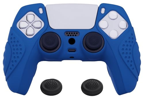 eXtremeRate PlayVital Funda de Silicona para ps5 Mando - Carcasa Protectora Suave y Antideslizante con 2 Tapas de Joystick, Compatible con DualSense, Accesorio para ps5 (Edición Guardian-Azul)