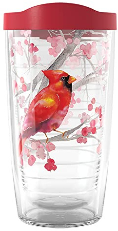 Tervis Christmas Holiday Cardinal and Berry Branches Made in USA Double Walled Insulated Tumbler Travel Cup Keeps Drinks Cold & Hot, 16oz, Classic