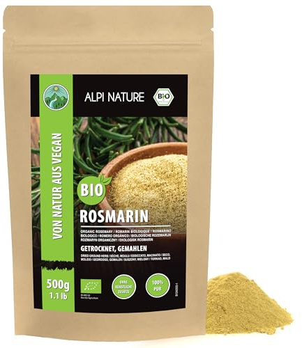 Ekologiskt rosmarinmalt (500 g), ekologiskt rosmarinpulver, rosmarin från kontrollerad ekologisk odling, rosmarin 100% ren och naturlig