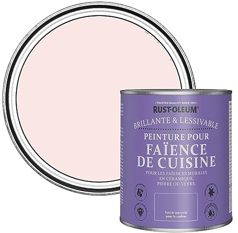 Rust-Oleum Pink Water-Resistant Kitchen Tile Paint in Gloss Finish - Strawberry Vanilla 750ml