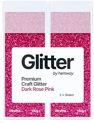 Hemway Craft Glitter Shaker Dark Rose Pink 130g x2 Pack Ultrafine