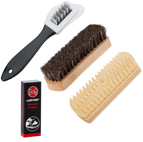 Lot de 4 Brosses en Daim pour Chaussures - Brosse à Chaussures Avec Gomme pour l'Entretien du Daim, du Nubuck et du Suède