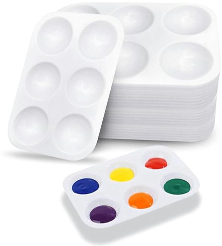 20 Stück Mischpalette Acrylfarben Rechteckige Malpalette Kunststoff mischen farbmischpalette malen mit 6 Mischfeldern(Weiß)