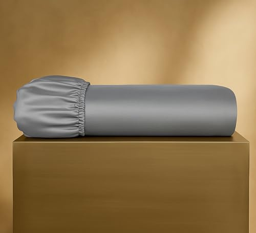 Seralino Bio Spannbettlaken 200x200cm Baumwolle Grau Dunkelgrau| Bettlaken 200x200cm Boxspringbett (bis 30cm Steghöhe) |100% Bio Baumwolle Leinentuch 200x200| besonders weiches Spannbetttuch 200x200