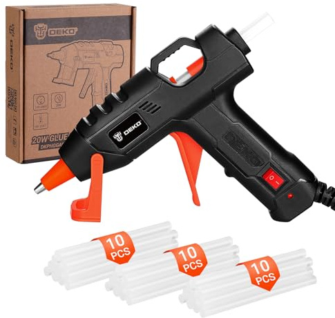 Mini Hot Glue Gun Kit: DEKOPRO 20W Hot Glue Gun with 30 x 7mm Glue Sticks for School Projects,Hobbies,Crafting,DIY,Arts & Home Repairs on Wood,Fabric,Plastic & More Black-Orange