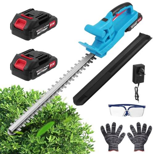 Cordless Hedge Trimmer, 21V lightweight Battery Hedge Trimmer Cordless, 50cm Cutting Length, 17mm Tooth Opening, Electric Hedge Cutter with Batterie & Charger, Dual Action Blades, for Shrubs Trimming