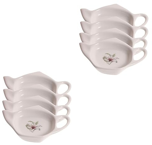 PRETYZOOM 8 Pièces Lot de Porte Sachets Thé Céramique Forme Théière Soucoupe Sachet Thé et Pratique pour Organisateur Maison et