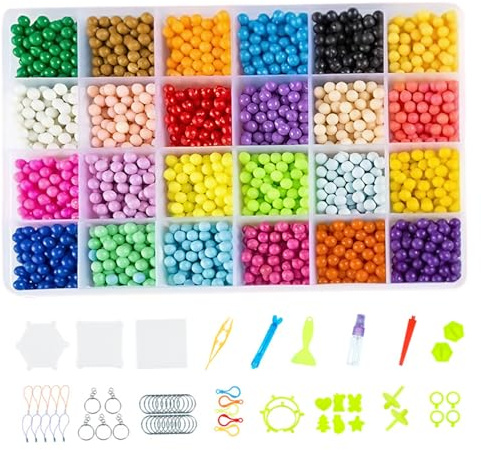 Lawnrden Fuse Beads Kit 2400pcs Beads in 24 Colors with Ironing Plates User Guide Bead Stencil Arts and Crafts for Boys and Girls, Mosaics