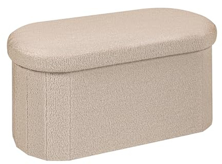 Bonlife Bänk med förvaringsutrymme, hopfällbar låda, förvaringslåda, fotstöd, blommor, för hall, vardagsrum och sovrum (beige, 76 cm)