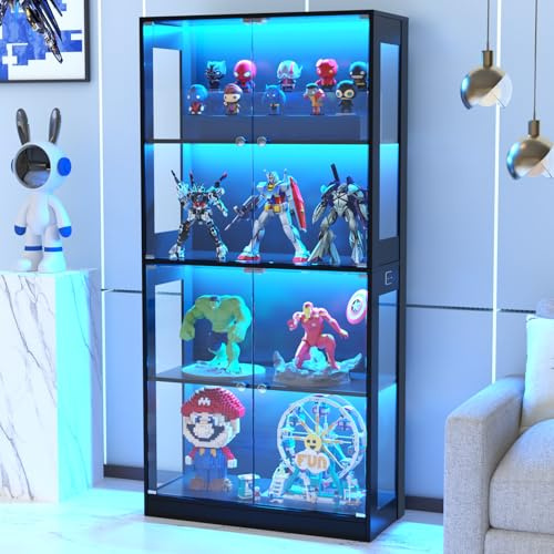 VOWNER 65'' Display Cabinet with Glass Door 4-Tier Display Case