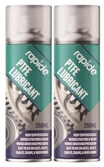 MSQUARE PTFE Grease Lubricant Spray, Anti-Friction, Long-Lasting Protection, Water-Resistant, Anti-Wear, Ideal for Automotive, Industrial, Garage & Household Applications, 250ml (Pack of 2)