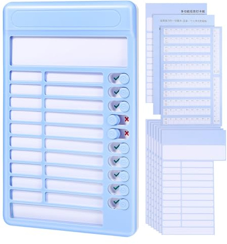 HOOWIFFY Tablero de Programación Deslizante Azul, Cuadro de Rutina Diaria para Pequeños, Organizador Visual de Tareas para Escritorio y Pared, Planificador de Listas Sistema de Incentivos