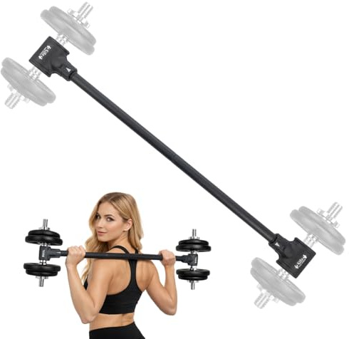 M.J COMFY-LIFE Dumbbell to Barbell Converter Bar 105cm Adjustable Barbell Adapter with 90kg/200lbs Capacity Universal Grip Fit for Home Gym Strength Training & Weightlifting (Straight Handle)