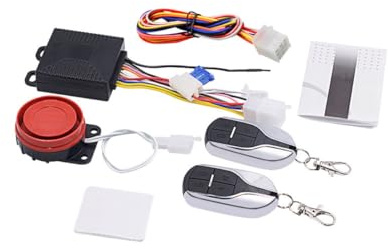 SHINEOFI Sistema de Alarma de Seguridad Antirrobo para Motocicleta y Scooter Altavoz de Alarma, Sistema Electrónico Anticorte de Línea, Material Plástico y Metal, 12v