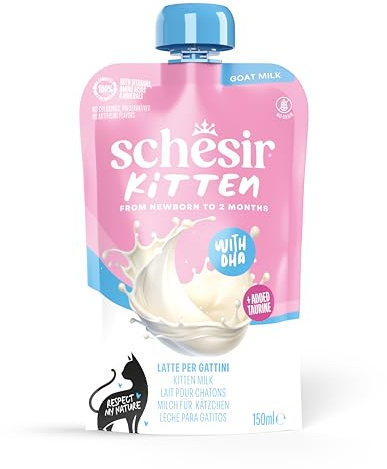 Schesir Kitten Milk, Latte di Capra per Gatti da 0 a 2 Mesi, Alimento Completo, con DHA e Taurina, Grain Free, 150ml