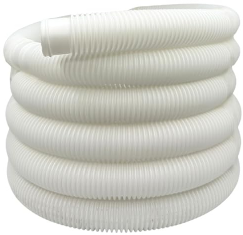 acquaverde | Tubo per Piscina con Manicotti, Galleggiante, Flessibile e Sezionabile, Ideale per Pulizia, Aspirazione, Skimmer e Pompe Filtranti - Bianco (6 metri, ø 38 mm)