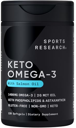 Keto Omega Fish Oil with Wild Sockeye Salmon, Antarctic Krill Oil, Astaxanthin & Coconut MCT Oil ~ 1200mg of EPA & DHA per Serving ~ Keto Certified & Non-GMO Verified (120 softgels)