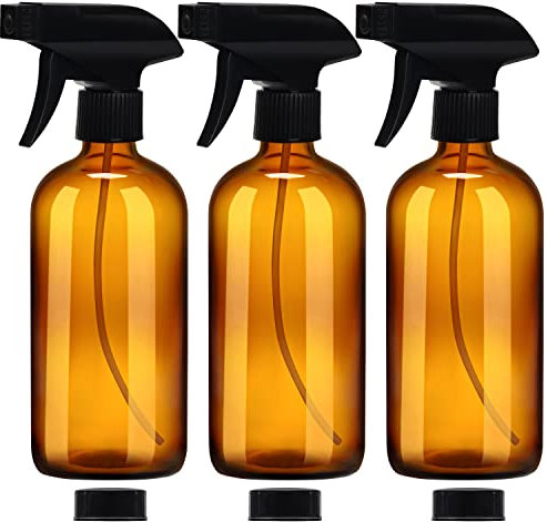 BELLE VOUS Leere Nachfüllbare Braunglas Zerstäuber Sprühflasche (3 Stk) - 500ml, 2 Strahleinstellungen, Reinigungsmittel, Wasser, Aromatherapie & Ätherische Öle