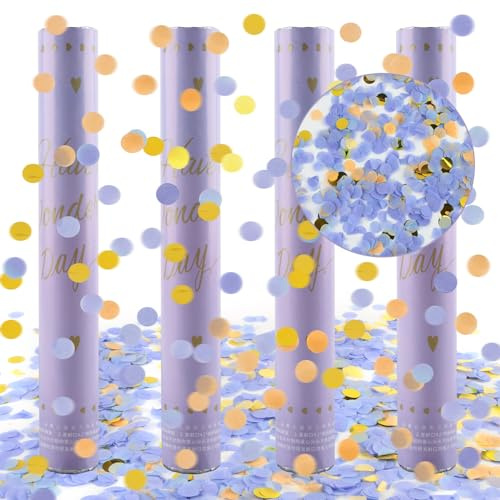 XiXiRan Tubi Sparacoriandoli Compleanno, Matrimonio, Laurea - Cannone Spara Coriandoli Viola, Biodegradabile - 11cm (10 Pezzi) o 20cm (4 Pezzi) - Materiale Carta