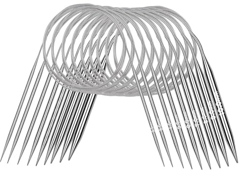 Coopay Circular Knitting Needles Set - 9 PCS Lightweight Metal, 100cm Long With Size Coding for Beginners, Flexible for Large Projects