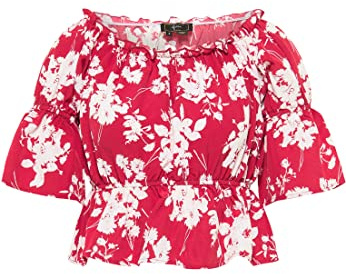 paino Blusa Carmen, Rojo/Blanco, XS para Mujer