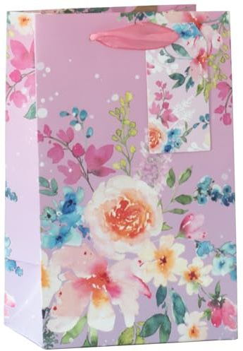 Design By Violet Summer Blooms Beautiful Floral Paper Gift Bag With Matching Gift Tag Spring Flowers Birthday Mother's Day Easter Valentines Small