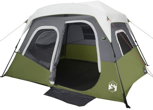 vidaXL Familienzelt, Campingzelt mit LED, Gruppenzelt für 6 Personen Quick Release, Outdoor Zelt mit Abnehmbarem Überzelt, Hellgrün