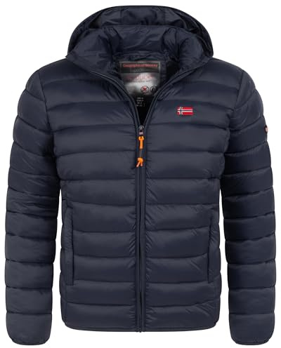 Geographical Norway Herren Winter Jacke warm gefüttert Parka Steppjacke Outdoor gesteppt, Farbe:Navy, Größe:S
