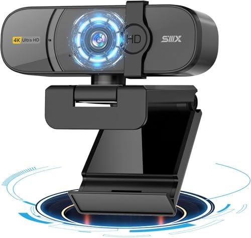 SIIIX 4K/60FPS Webcam USB Full HD pour PC, appels vidéo, caméra d’Ordinateur avec Audio stéréo Clair