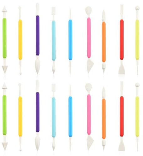 TUONYIS 18 Pezzi Strumenti di Modellazione di Fondente Strumenti per Modellare torte Cake Modelling Decorating Tool Strumento per scolpire a Doppia estremità per Scultura di Argilla(Multicolore)