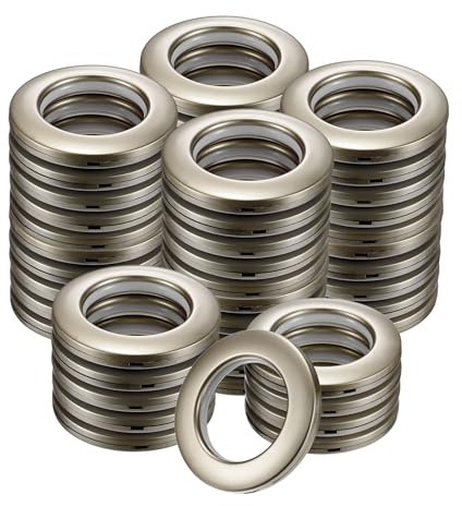 M METERXITY 50-Pack Curtain Grommets, 1-9/16(40mm) Inner Diameter Plastic Curtain Rings Clip Eyelet Rings Nanoscale Low Noise Roman Ring for Windows/Fabric, Home Drapes Grommets [Coffee]