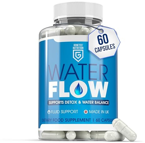 Water Flow Capsules for Detox & Fluid Balance Support – 60 Natural Water Supplement – Swelling Relief, Bloating, Electrolyte Balance & Weight Management – UK Made, Suitable for Vegans