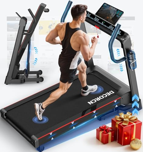 DECORCN Foldable Treadmill,7HP,20 Level Auto Incline,20km/h,180KG Capacity