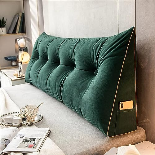 Almohada de cuña para cabecera, cojín triangular para sofá cama y sofá, funda extraíble de apoyo (100 x 50 x 20 cm, verde), ideal para comodidad y estilo