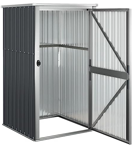 Generic Verktygsbod, Redskapsbod, Trädgårdsskjul i Metall, Trädgårdsskjul med Sluttande Tak, Trädgårdsskåp med Förvaringsutrymme, Galvaniserat Stål, Antracit (88x89x161 cm) (88 x 89 x 161 cm)